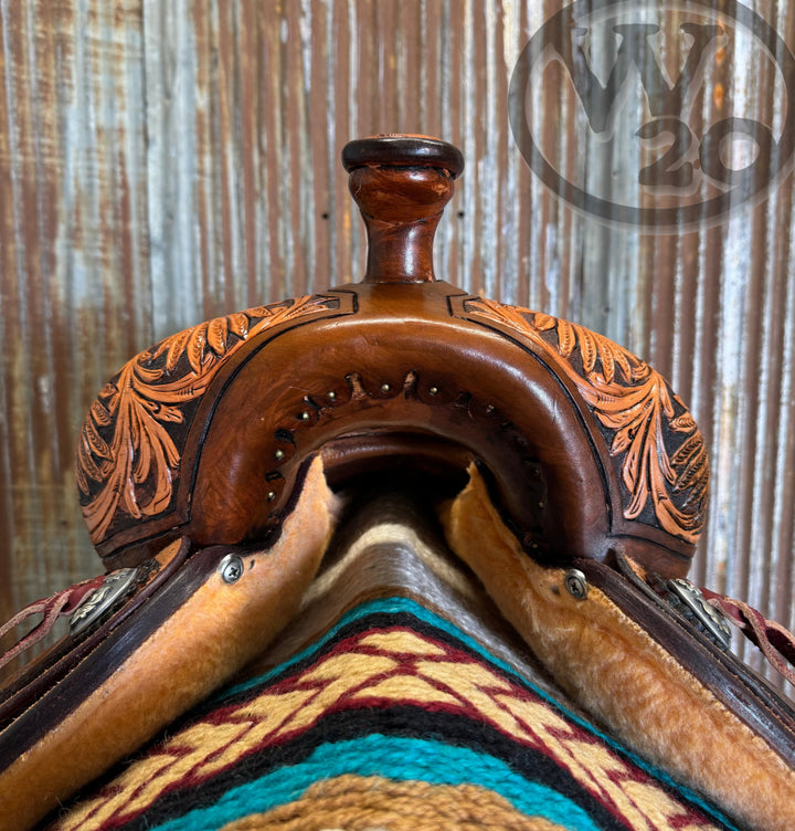 Scott Thomas Custom Round Skirt Vintage and Roughout Working Cowhorse Saddle Western Saddle