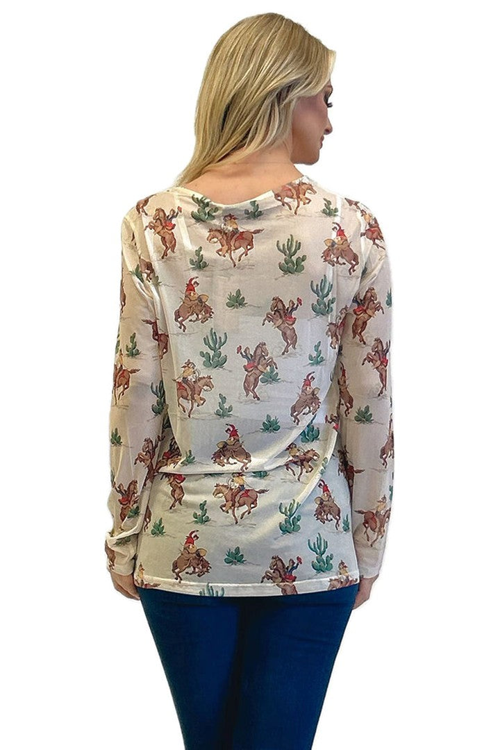 Fashion Express Beige Western Rodeo Tunic Top