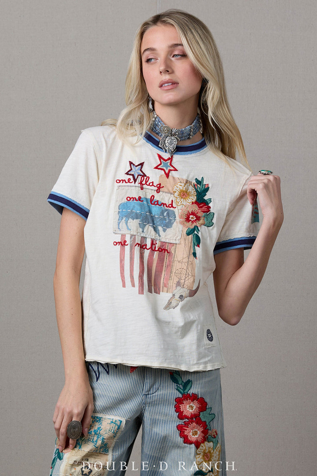 Double D Ranchwear String American Tapestry Tee