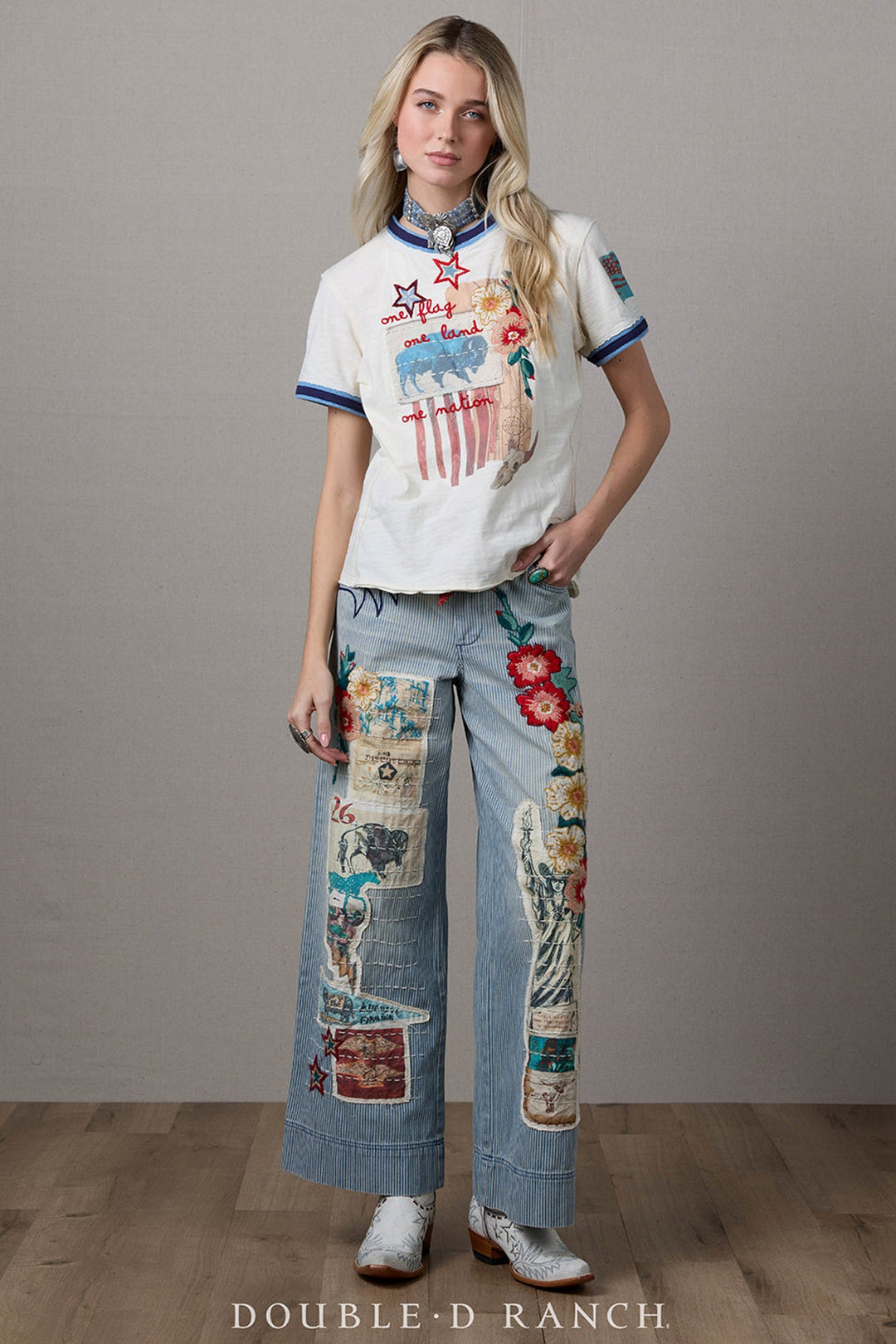 Double D Ranchwear String American Tapestry Tee