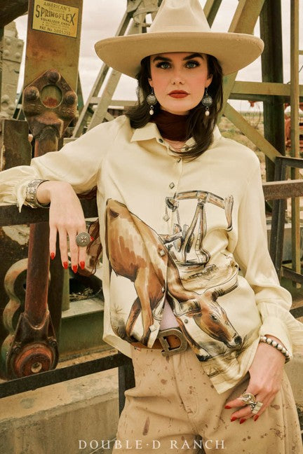 Double D Ranchwear Women's Bone Seen in Texas Blouse