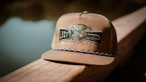 Lazy J Ranch Tan Diamond Banner Performance Classic Rope Trucker Hat