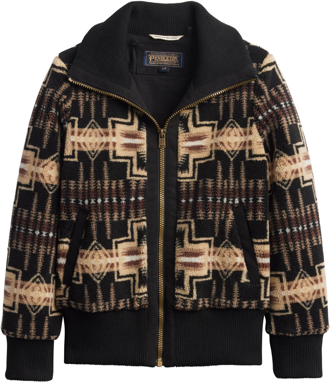 Pendleton Women's Black and Tan Harding Foxglove Fleece Bomber