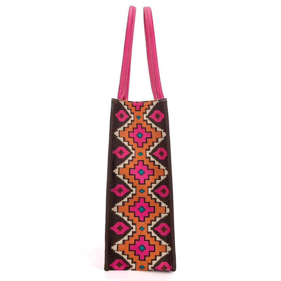 Wrangler Hot Pink Southwestern Print Dual Sided Wide Tote
