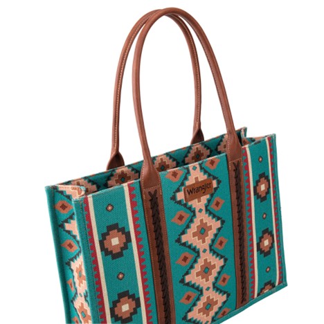 Wrangler Turquoise Southwestern Print Dual Sided Wide Tote