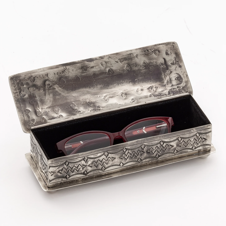 J. Alexander Rustic Silver Stamped with Turquoise Eyeglass Box