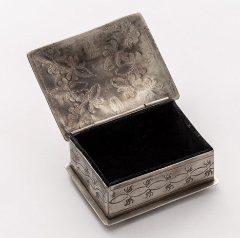 J. Alexander Rustic Silver Small Stamped Box with Turquoise