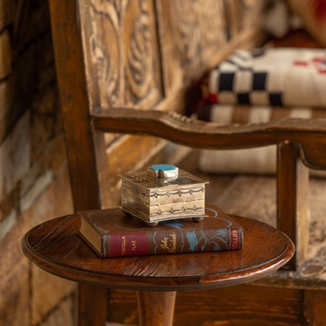 J. Alexander Rustic Silver Turquoise Cross Square Stamped Box