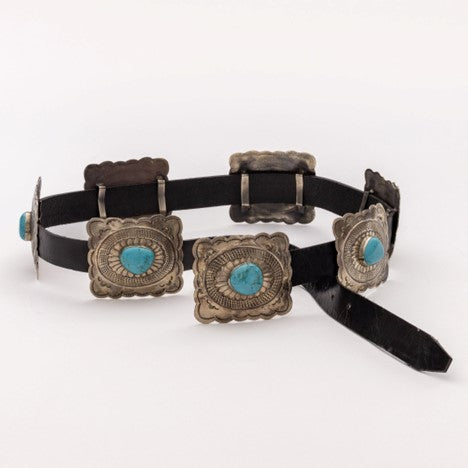 J. Alexander Rustic Silver Fluted Concho with Turquoise Belt