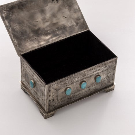 J. Alexander Rustic Silver 9 Turquoise Stone Box