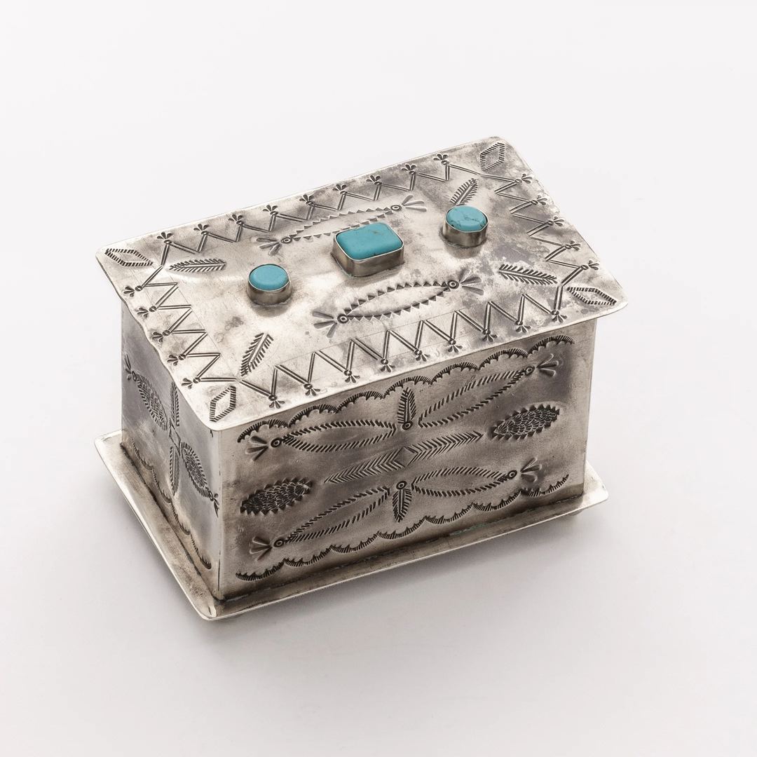 Alexander Rustic Silver Box J. Alexander Rustic Silver 3 Stone Stamped Feathers Silver Box – West ...