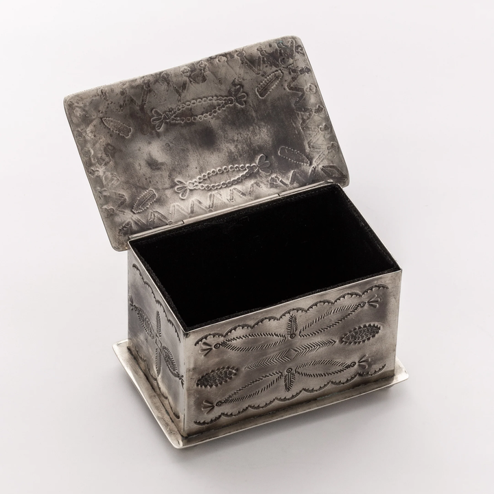 J. Alexander Rustic Silver 3 Stone Stamped Feathers Silver Box