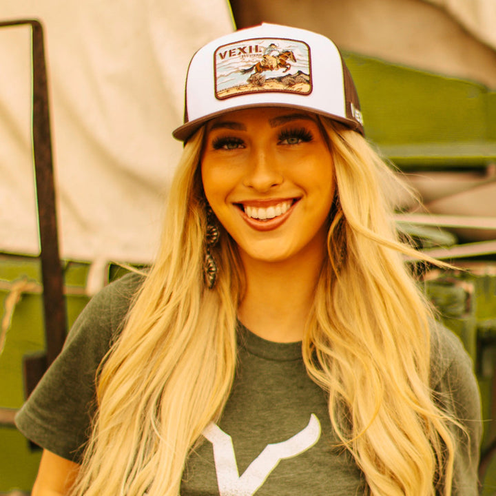 Vexil Western The Chase Brown and White Ball Cap - West 20 Saddle Co.