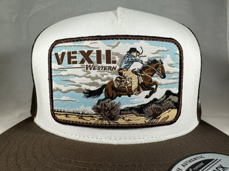 Vexil Western The Chase Brown and White Ball Cap - West 20 Saddle Co.