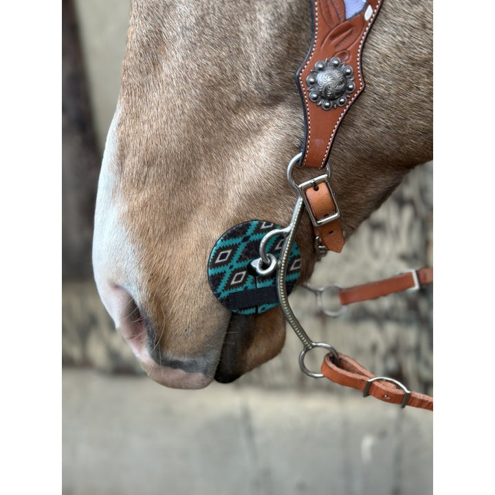 Schulz Equine Teal Leopard Aztec Bit Guard