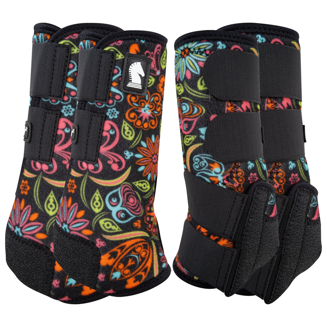 Classic Equine Full Set Legacy2 Support Boots-Neon Flower