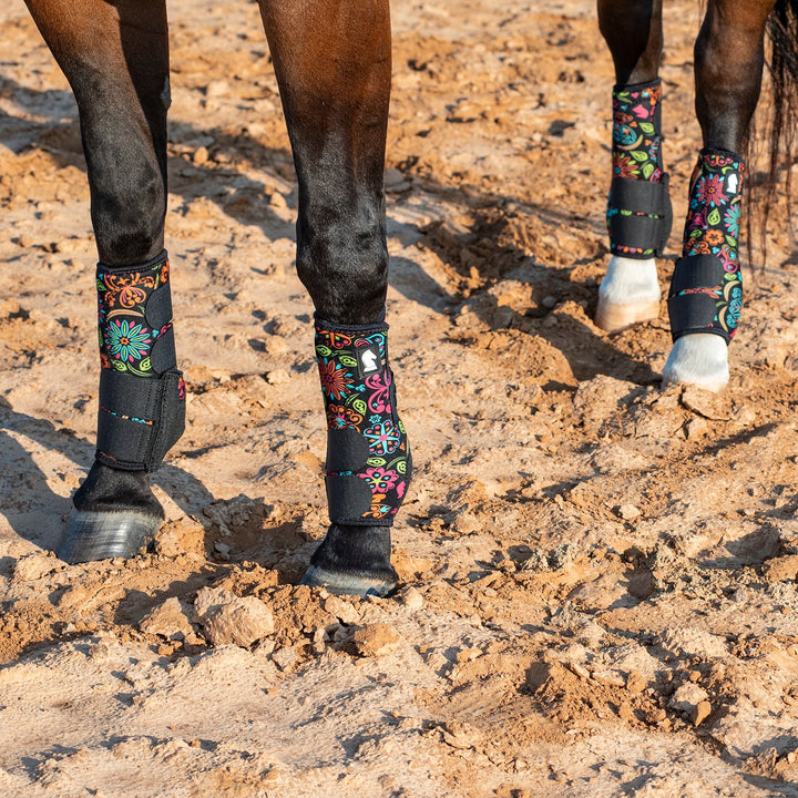Classic Equine Full Set Legacy2 Support Boots-Neon Flower
