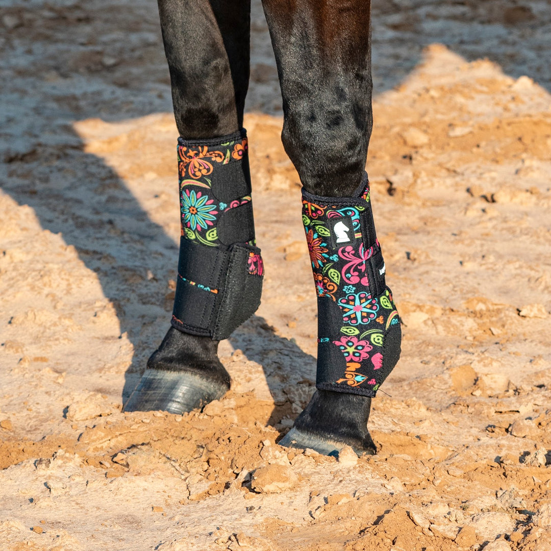 Classic Equine Full Set Legacy2 Support Boots-Neon Flower