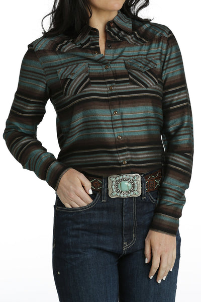 Cruel Women's Stripe Button Down Western Shirt