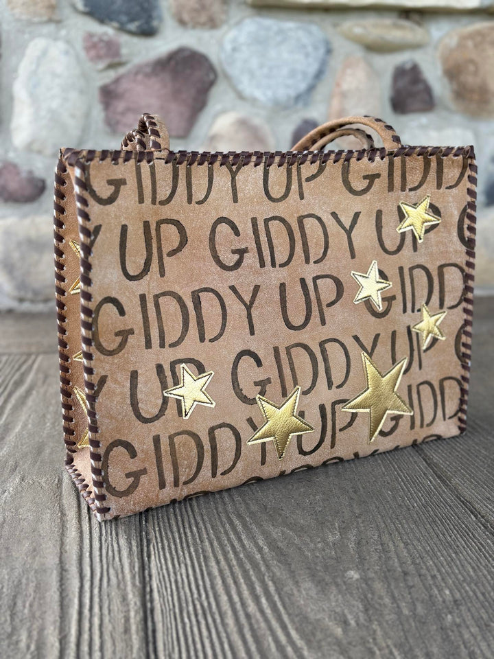 KurtMen Gazelle Giddy Up with Gold Stars Wide Tote Bag