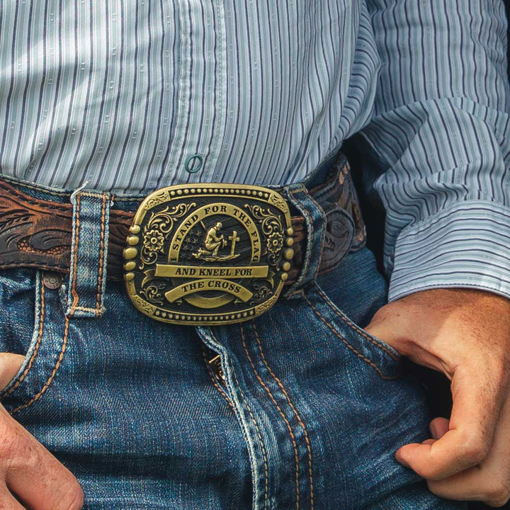 Montana Silversmiths Kneel for the Cross Belt Buckle