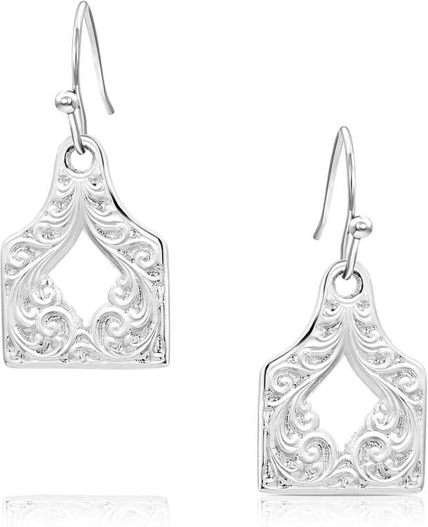 Montana Silversmiths Out West Cow Tag Earrings