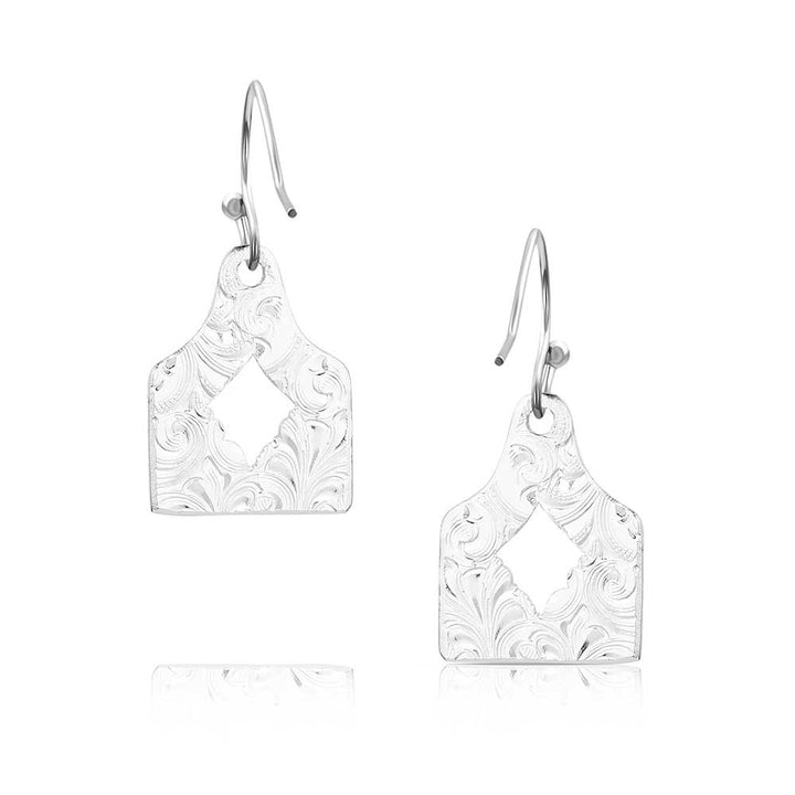 Montana Silversmiths Out West Cow Tag Earrings