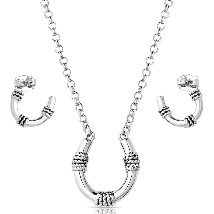 Montana Silversmiths Roped Horseshoe Crystal Jewelry Set