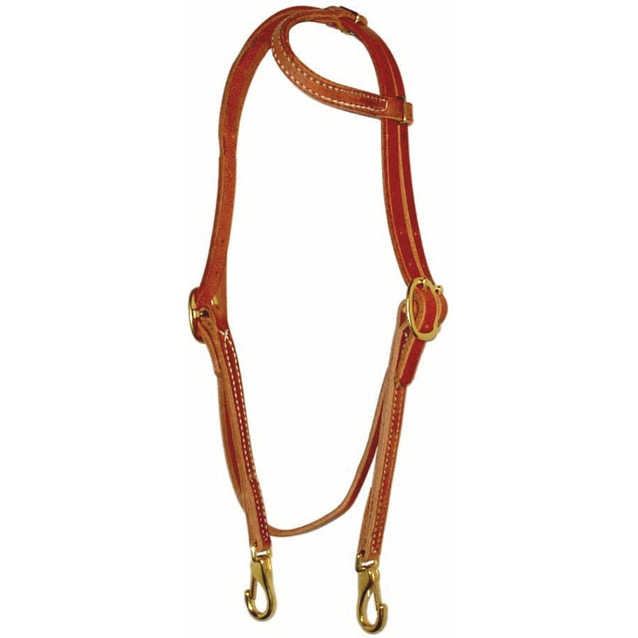 Berlin Custom Leather Sliding One Ear Headstall with Throatlatch and Snaps