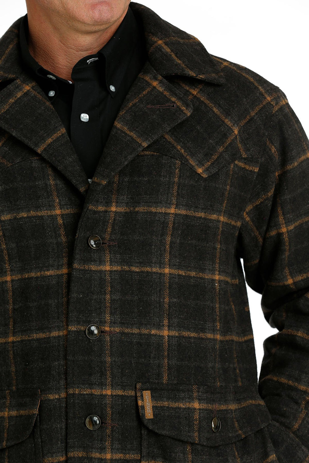 Cinch Men's Brown Plaid Ranch Coat