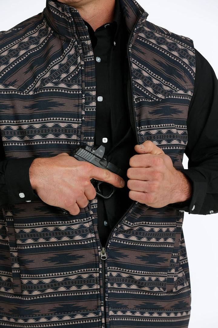 Cinch Men's Concealed Carry Printed Brown Bonded Vest