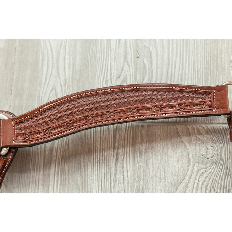 Billy Cook Barbwire and Basket Tooled Roper Breast Collar