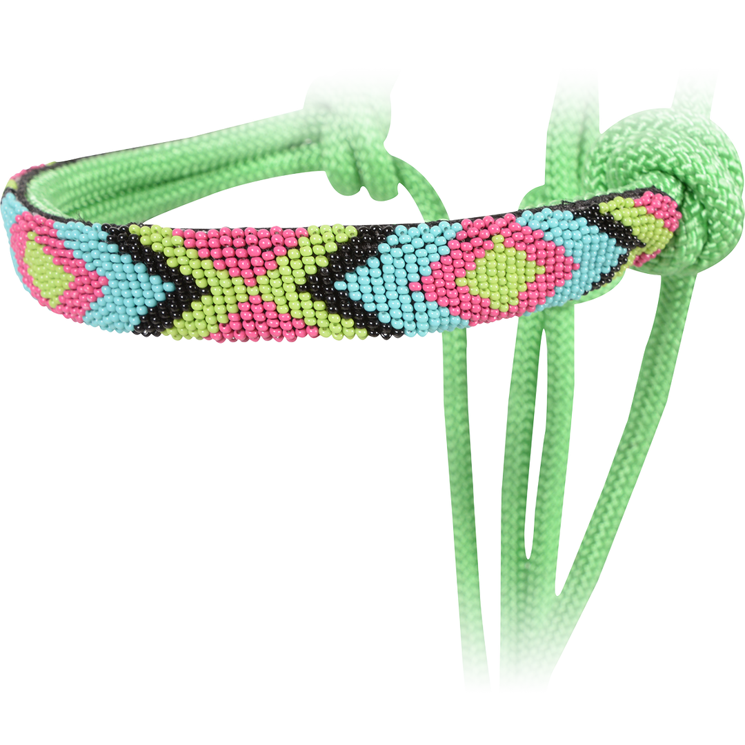 Cashel Beaded Nose Rope Halter-Lime Green