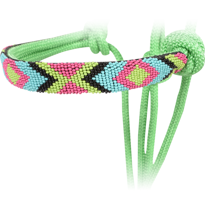 Cashel Beaded Nose Rope Halter-Lime Green