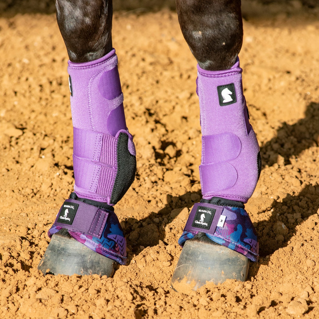 Classic Equine DyNo Turn Designer Line Bell Boots-Purple Camo