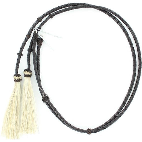 M&F Western Black Leather Stampede String with Horsehair Tassels