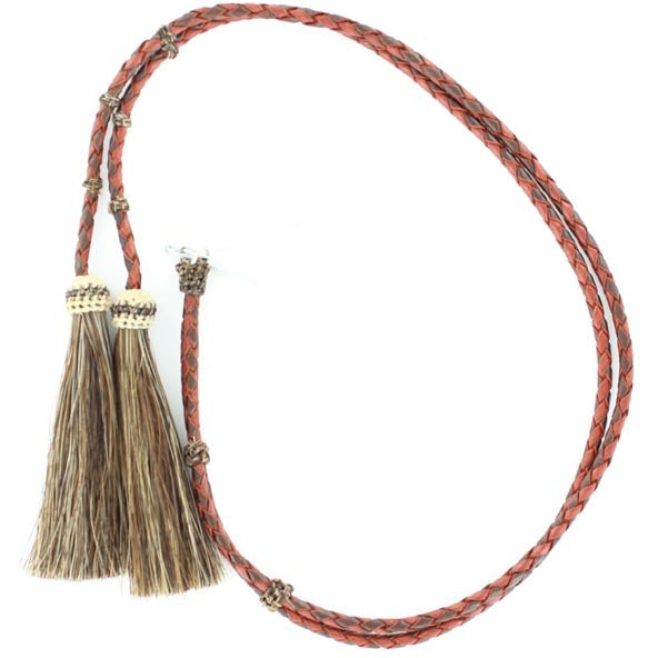 M&F Western Tan Leather Stampede String with Horsehair Tassels