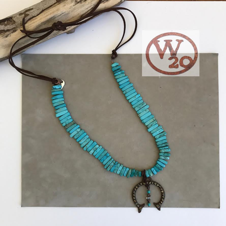 West 20 Amy - Squash Blossom with Rectangular Turquoise Beads - West 20 Saddle Co.