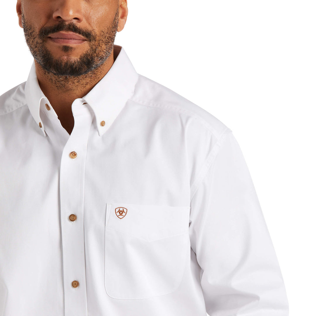 Ariat Men's Solid Twill Classic Fit Shirt-White