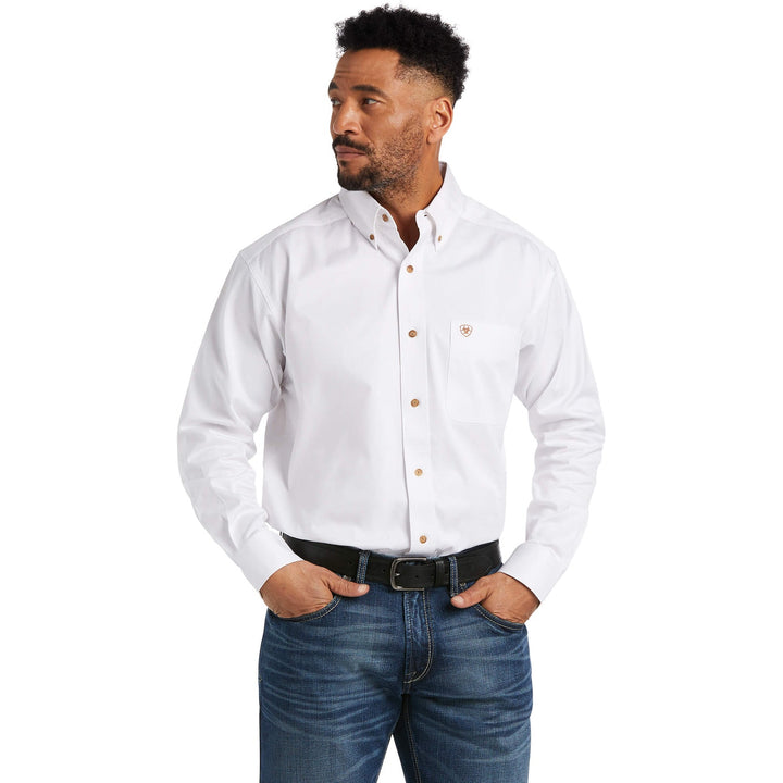 Ariat Men's Solid Twill Classic Fit Shirt-White