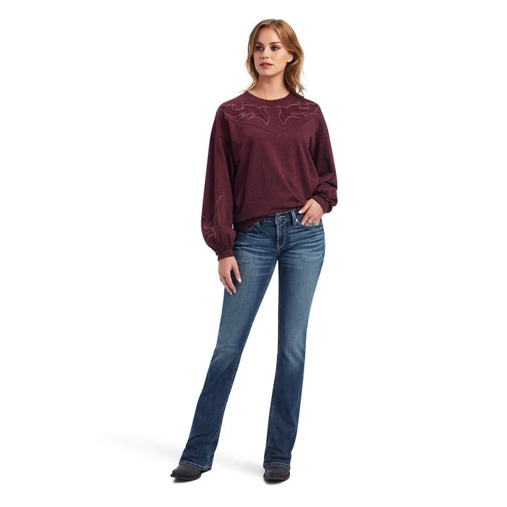 Ariat Women's Windsor Wine Stitched Crew Sweatshirt