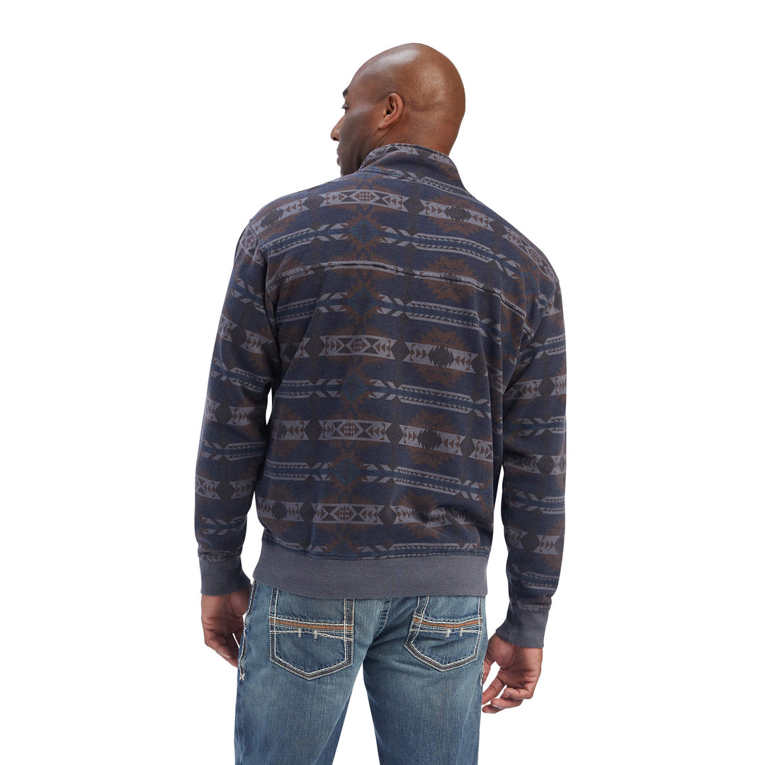 Ariat Men's Maritime Blue Printed Overdyed Washed Sweater