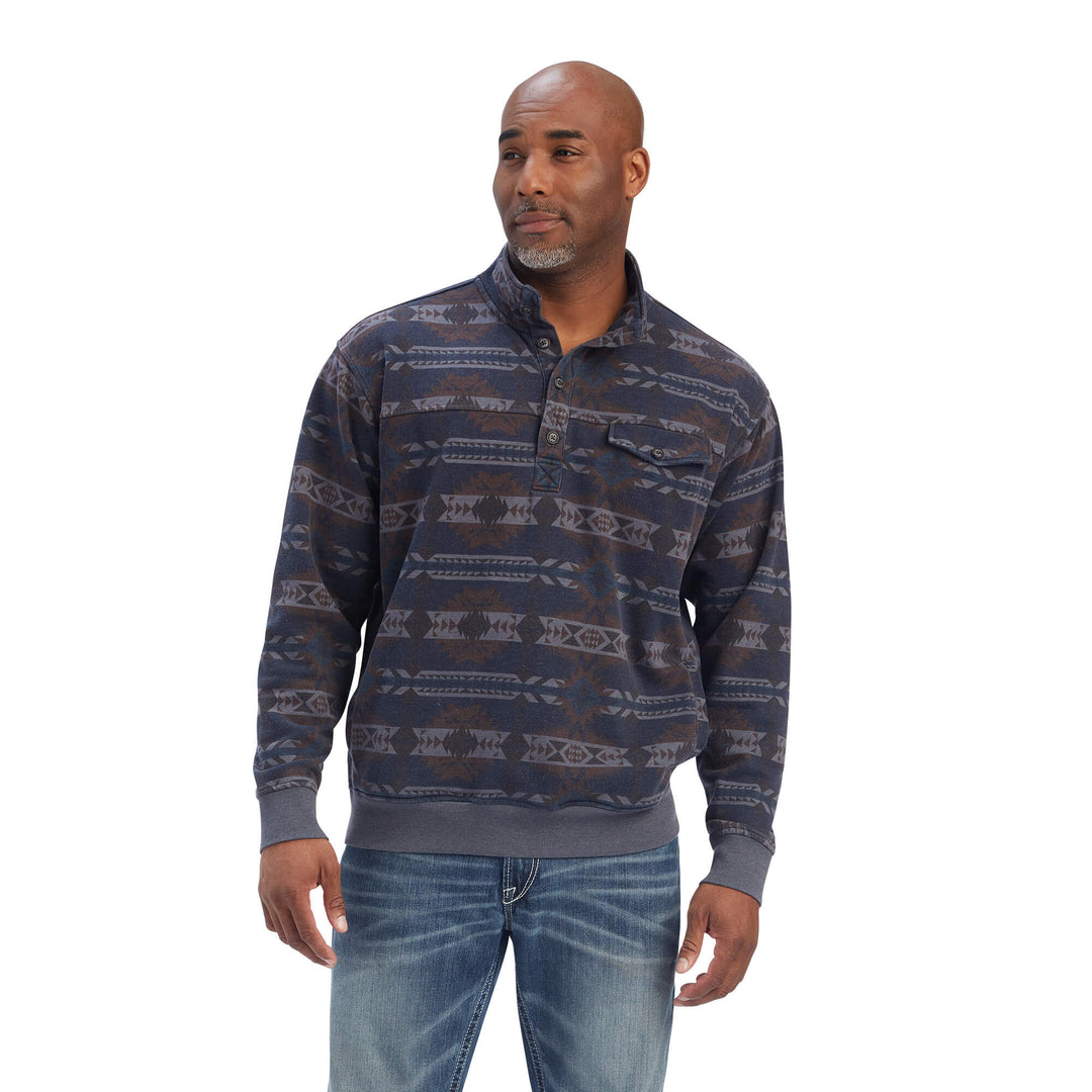 Ariat Men's Maritime Blue Printed Overdyed Washed Sweater