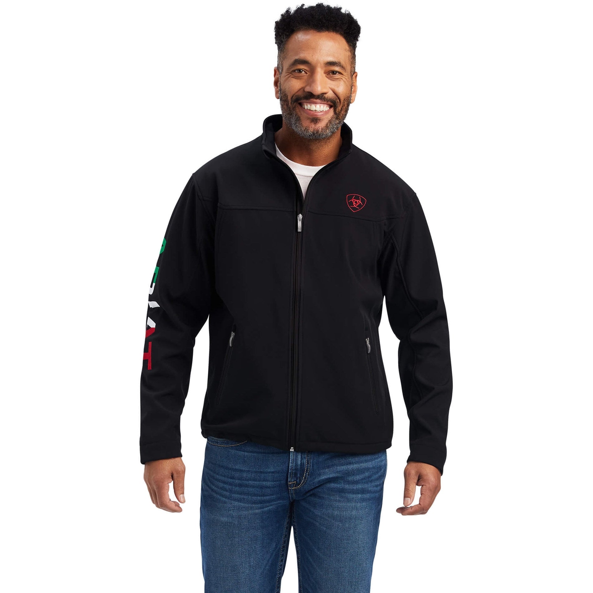 ariat men's black mexico new team softshell jacket