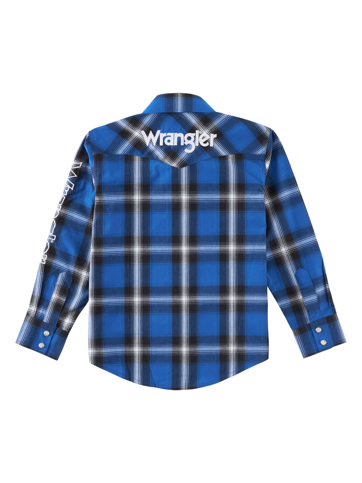 Wrangler Kid's Set Sail Logo Long Sleeve Western Snap Shirt