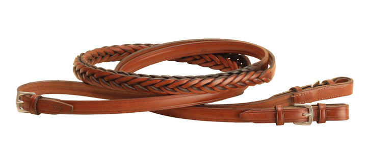 Tory Leather 60” Braided Reins With Stainless Steel Buckles