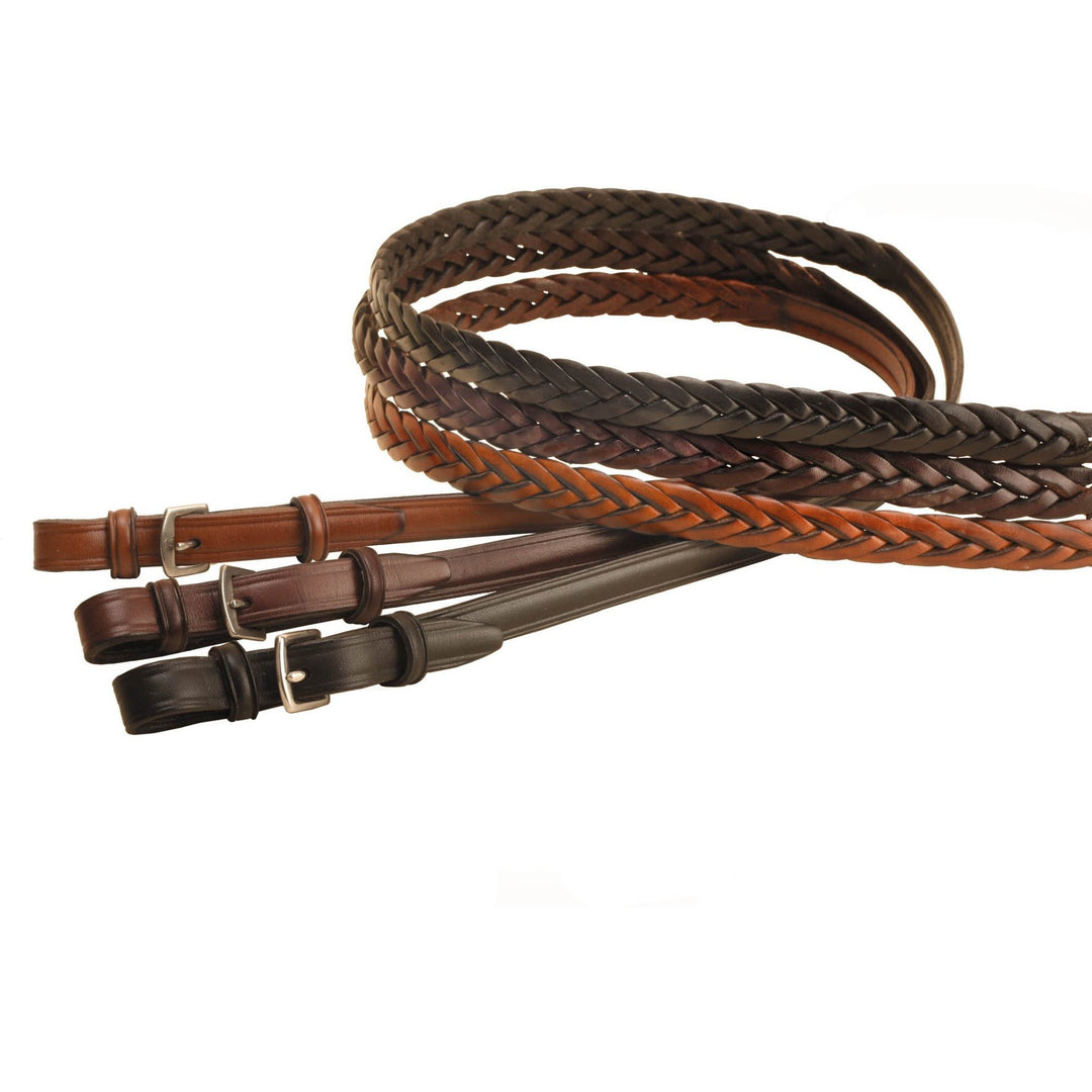 Tory Leather 60” Braided Reins With Stainless Steel Buckles