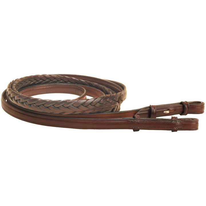Tory Leather Braided Reins with Stud Hook Bit Ends