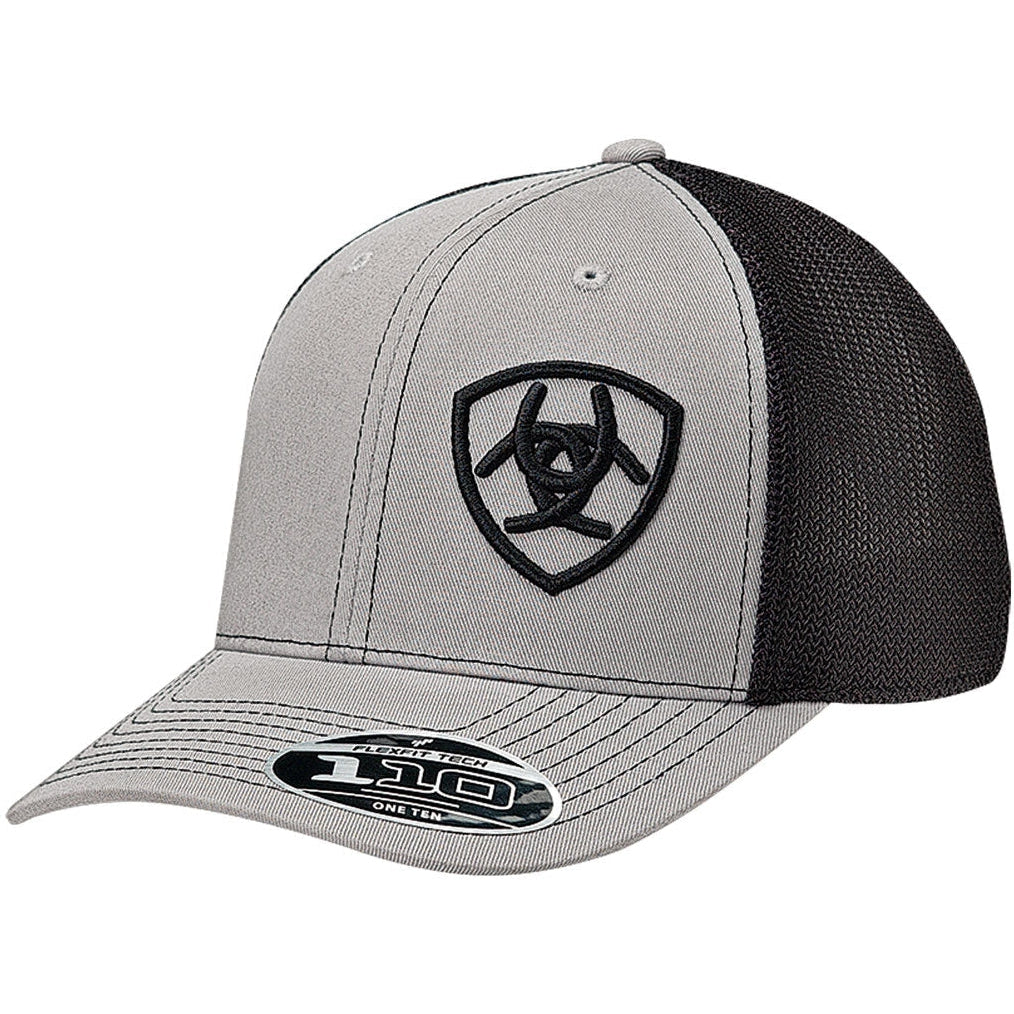 Ariat Grey and Black Logo Flexfit Hat