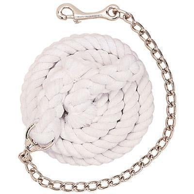 Weaver Leather White Cotton Lead Rope with Nickel Plated Chain and 225 Snap - West 20 Saddle Co.
